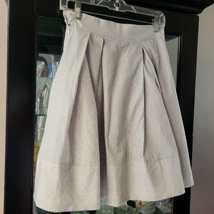 Women's Gray & White Lined Pleated Skirt